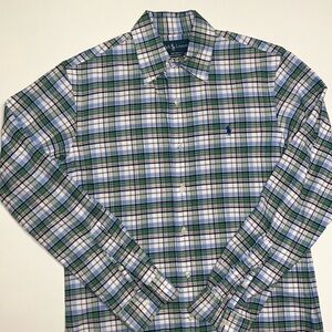 Men’s Ralph Lauren custom fit sz small button-down plaid shirt blue green pink